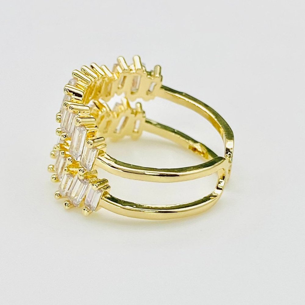 Double Layer Emerald Cut Cz Ring - image 5